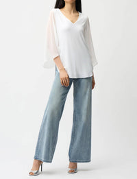 Joseph Ribkoff - Silky Knit Straight Tunic With Chiffon Tulip Sleeves