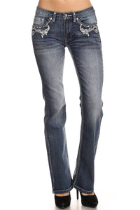 Bus Stop - Naughty Denim with Skull Pockets