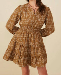 Hayden La - Notch Detail Floral Embroidered Dress