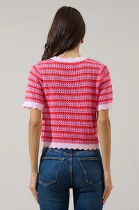 Sugarlips - Clarie Stripe Crochet Sweater Top