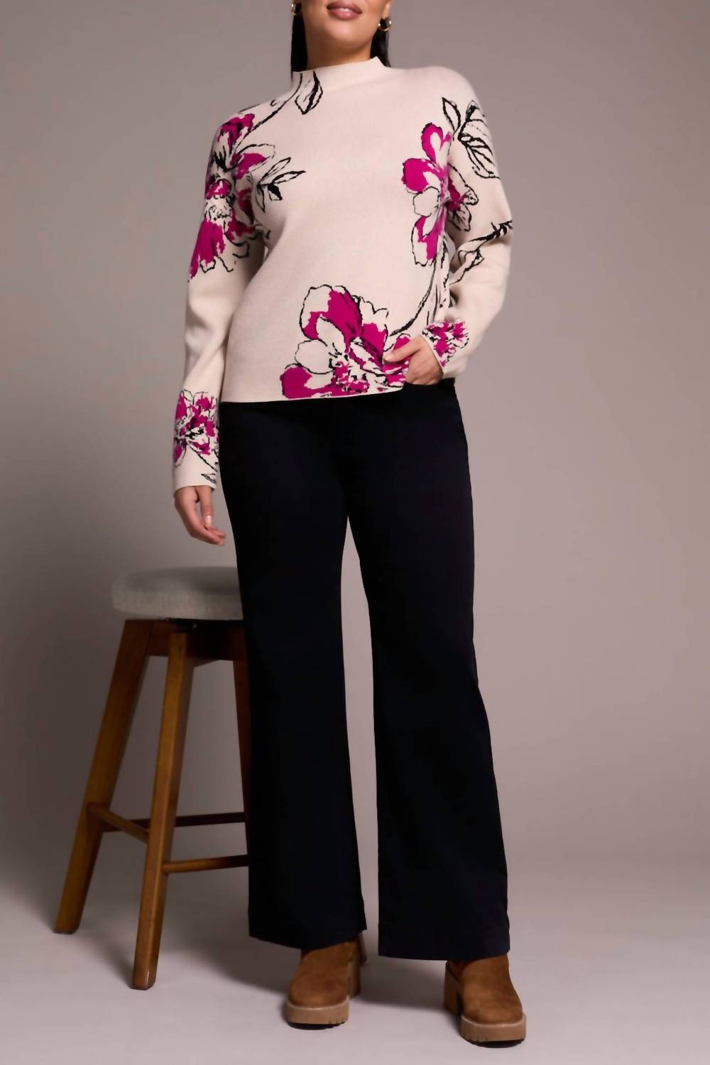 Tribal - Jacquard Funnel Neck Sweater