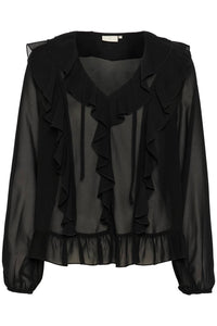 Kaffe - Kaninna V-neck Ruffles Chiffon Blouse