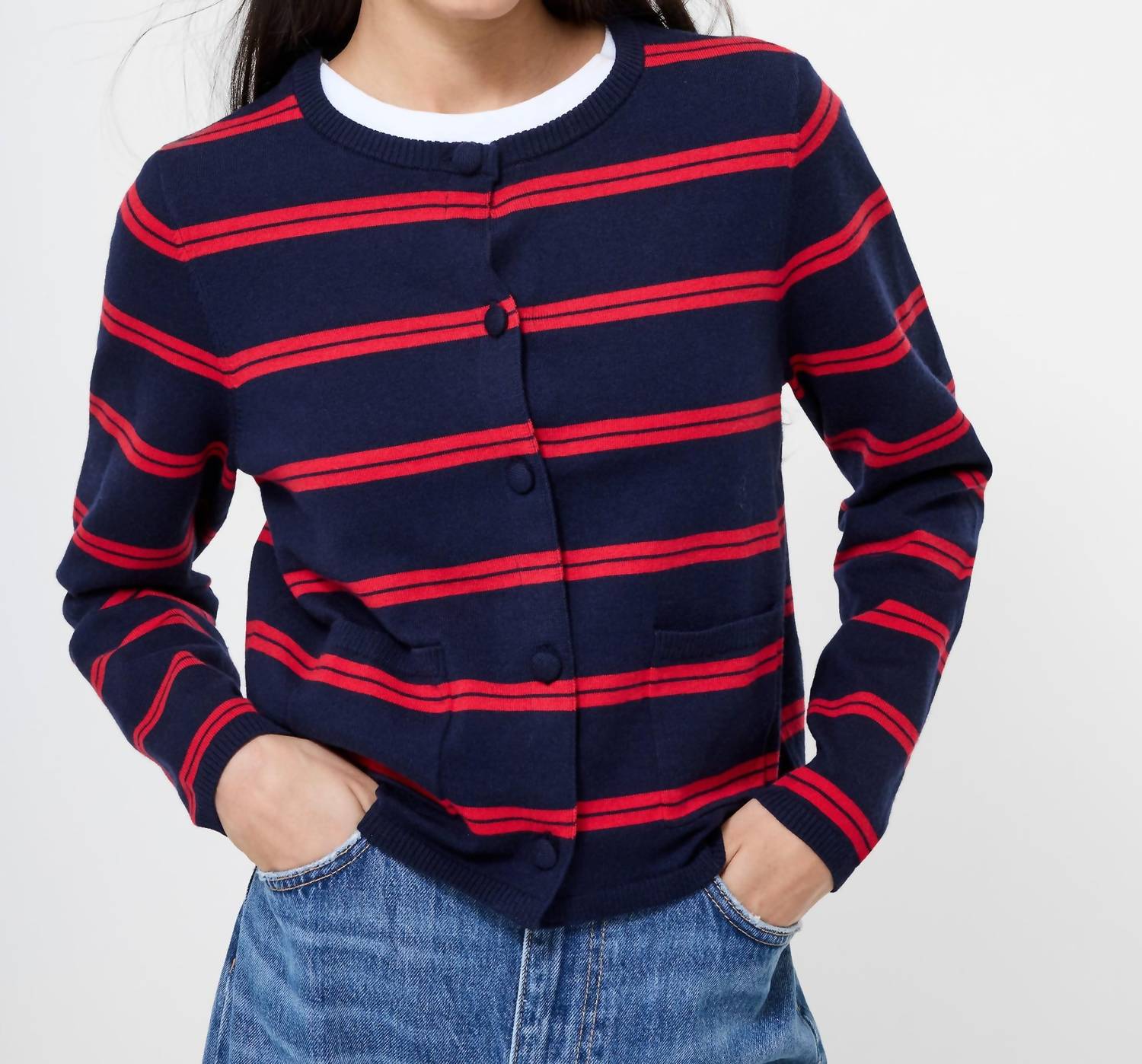 French Connection - Padma Fine Knit Stripe Cardigan