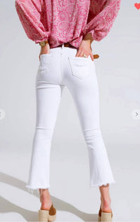 Q2 High Rise Flare Pants in white - women's pants - detail view