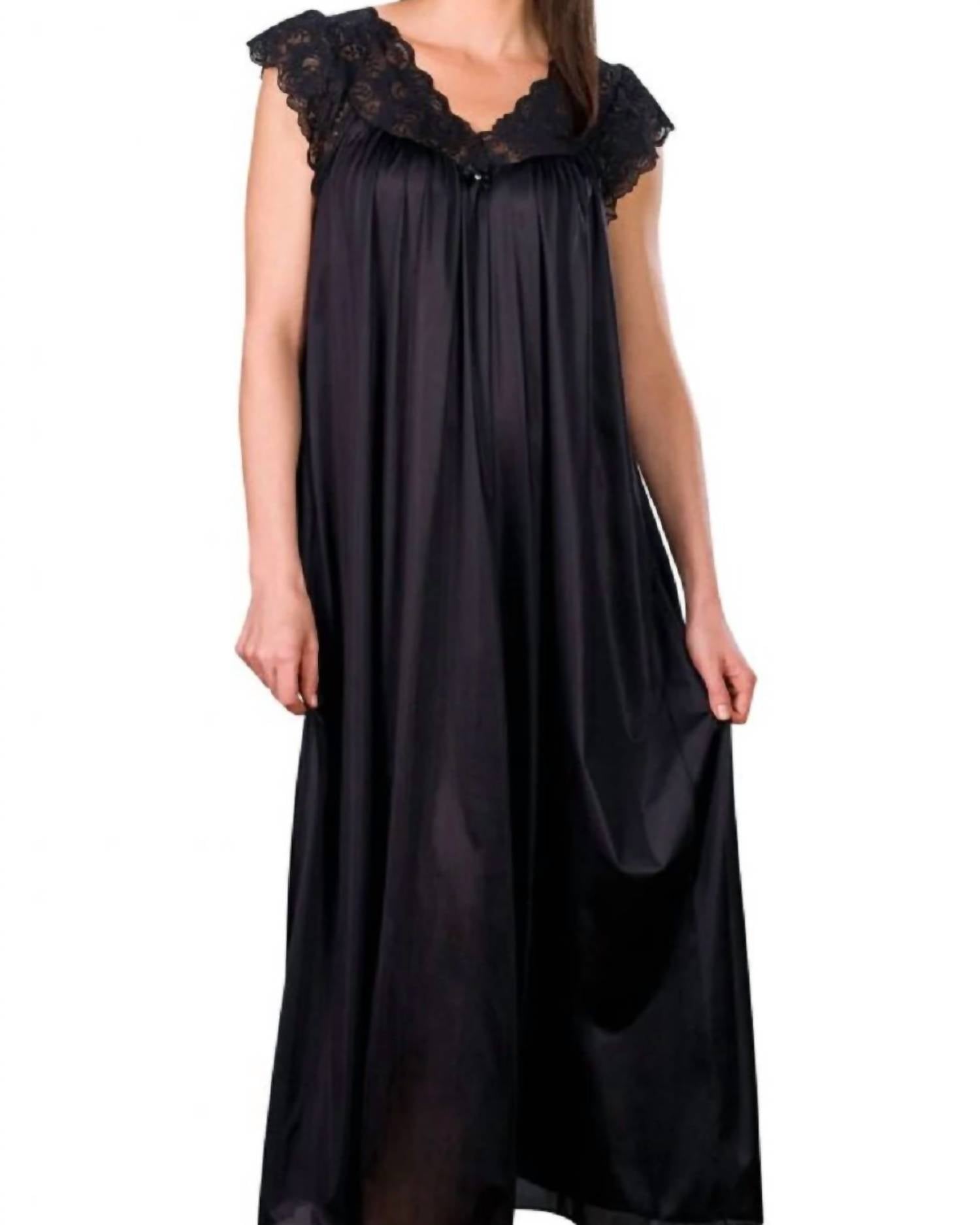 Shadowline Lingerie - Long Lace Cap Sleeve Nightgown