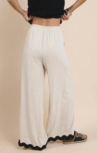 Sadie & Sage - Linen Ric Rac Trim Pant