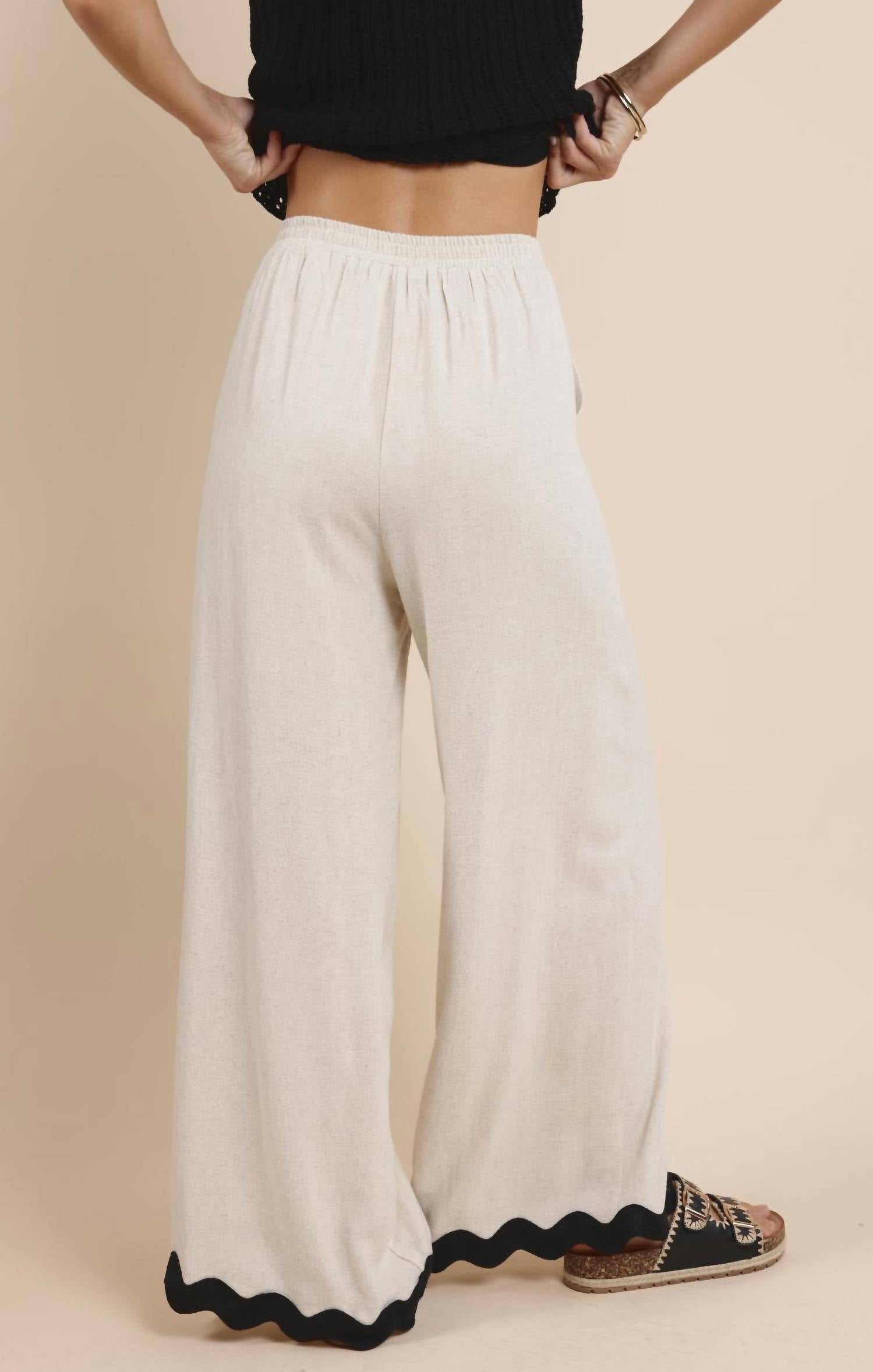 Sadie & Sage - Linen Ric Rac Trim Pant