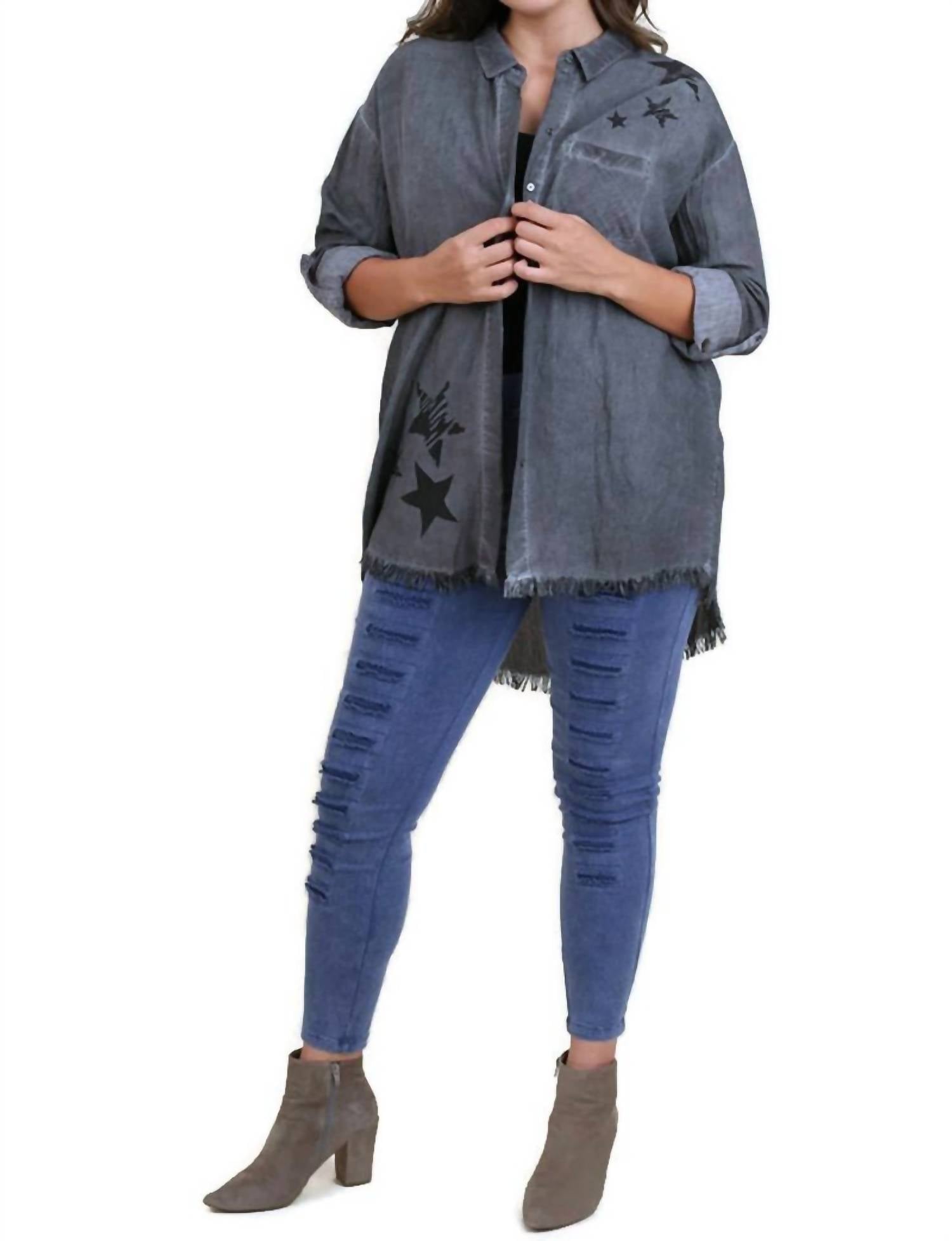 Umgee - Frayed Button Up Shirt