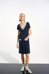 Joseph Ribkoff - Viscose Knit A-line Dress With Rib Trim