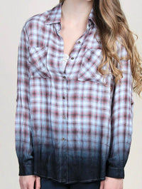 Grace + Emma Slay The Day Ombré Flannel Top in multi - women's shirt - detail view