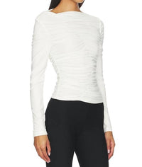 Madison the Label Lorena Top in white - women's long sleeve top - detail view
