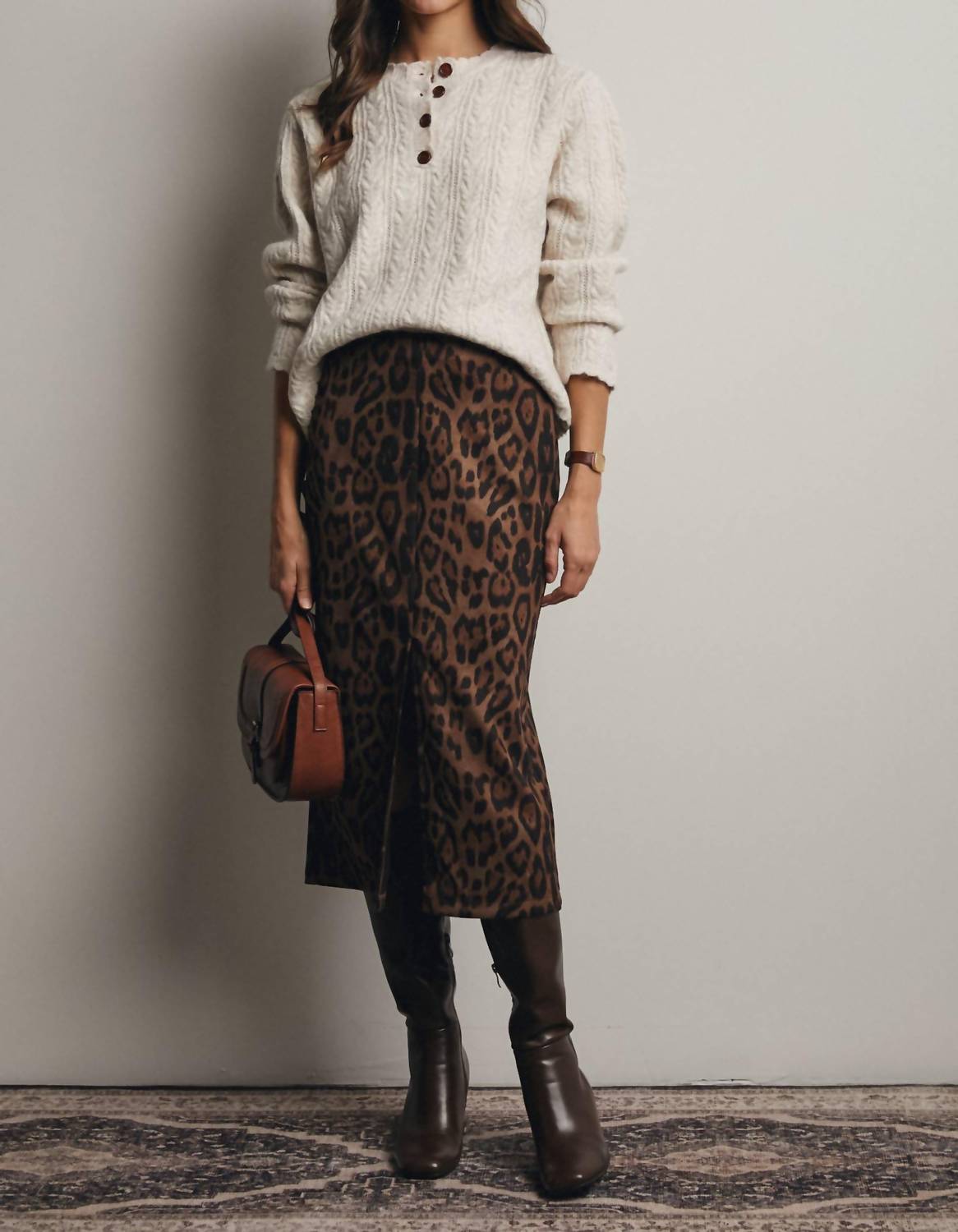 Forte - Leopard Stretch Pencil Skirt