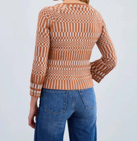 FDJ Long-sleeve Rib Sweater in bronze creme - women's long sleeve top - detail view