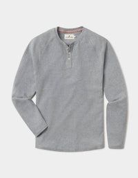 The Normal Brand Puremeso Everyday Henley Tee in athletic grey - men's long sleeve top - view 5