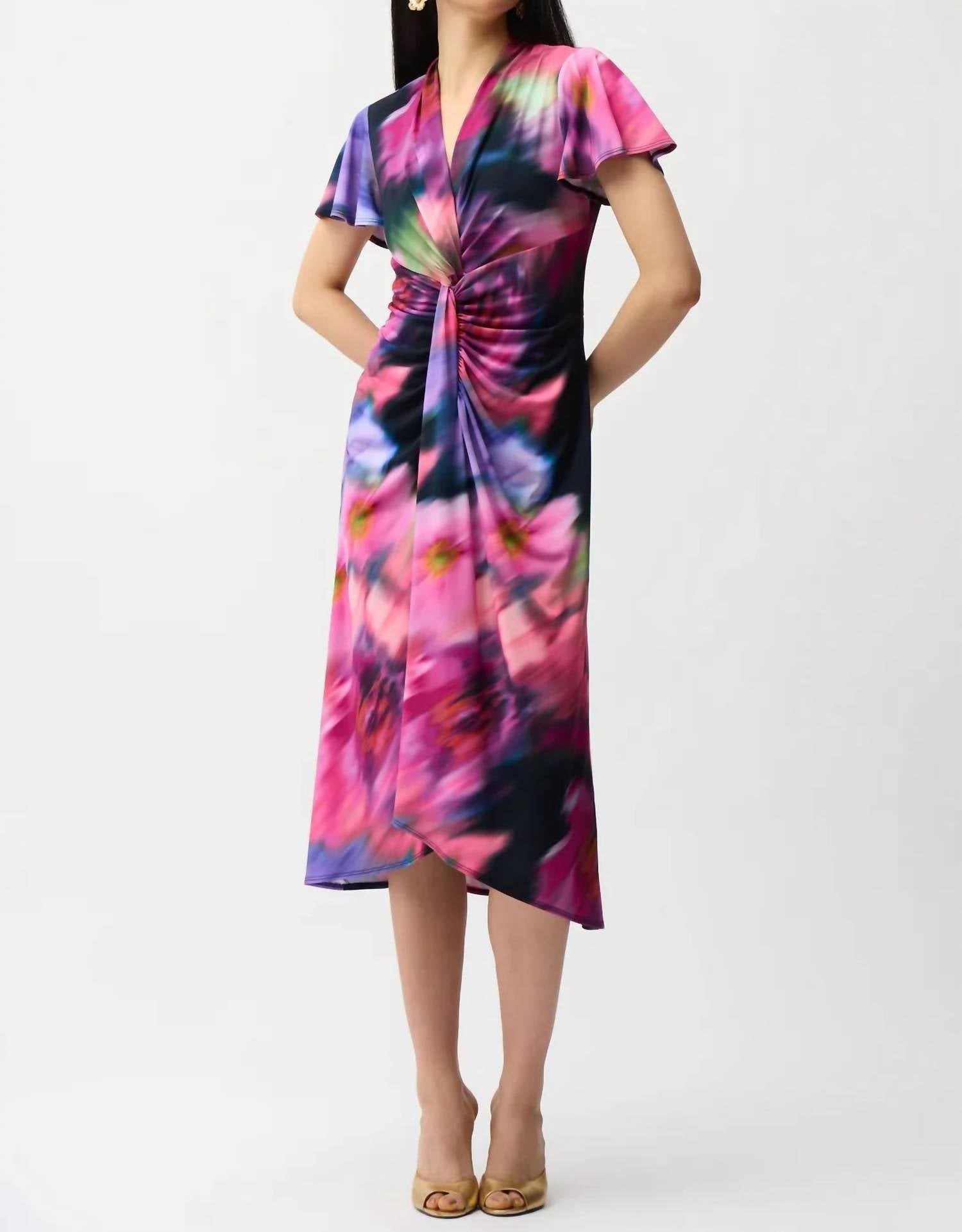 Joseph Ribkoff - Floral Knot Front Midi Dress