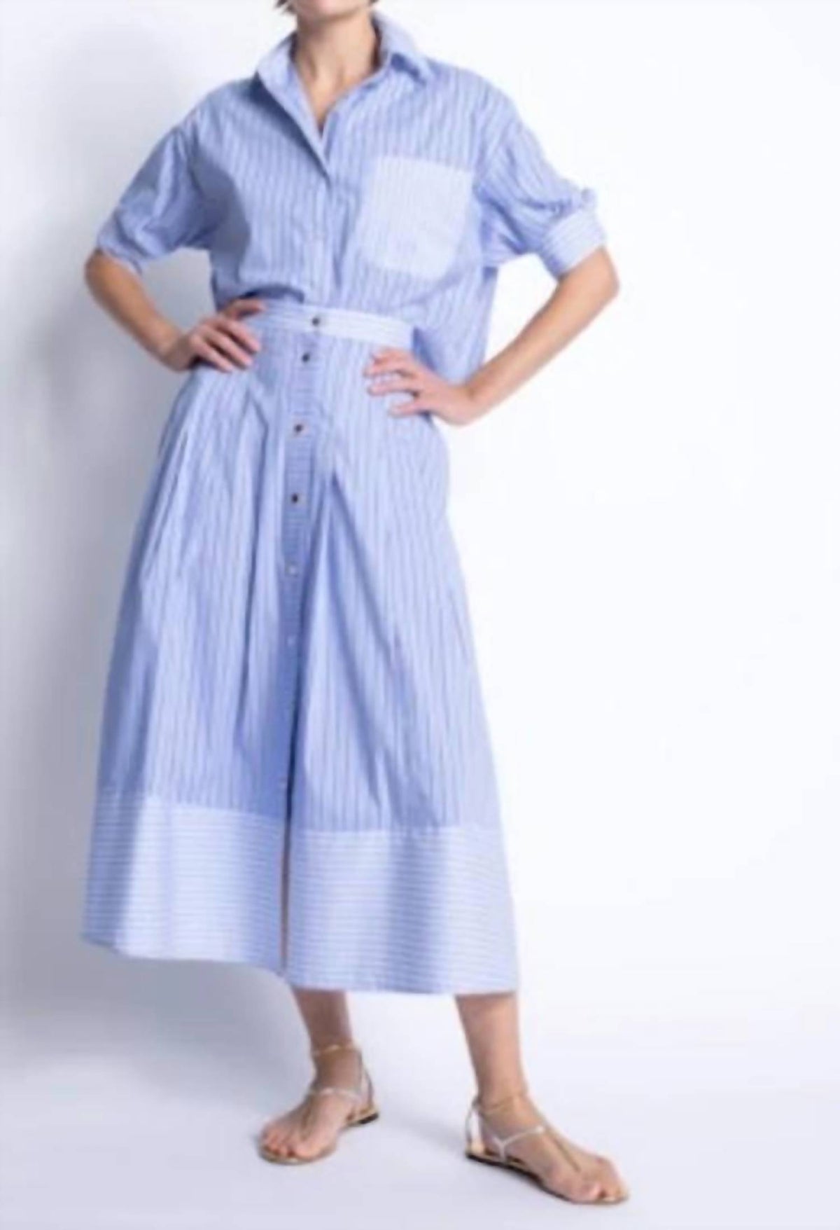 Karina Grimaldi - Malaga Striped Midi Skirt