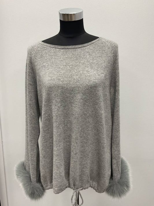 Incashmere - FOX TRIMMED CASHMERE SWEATER