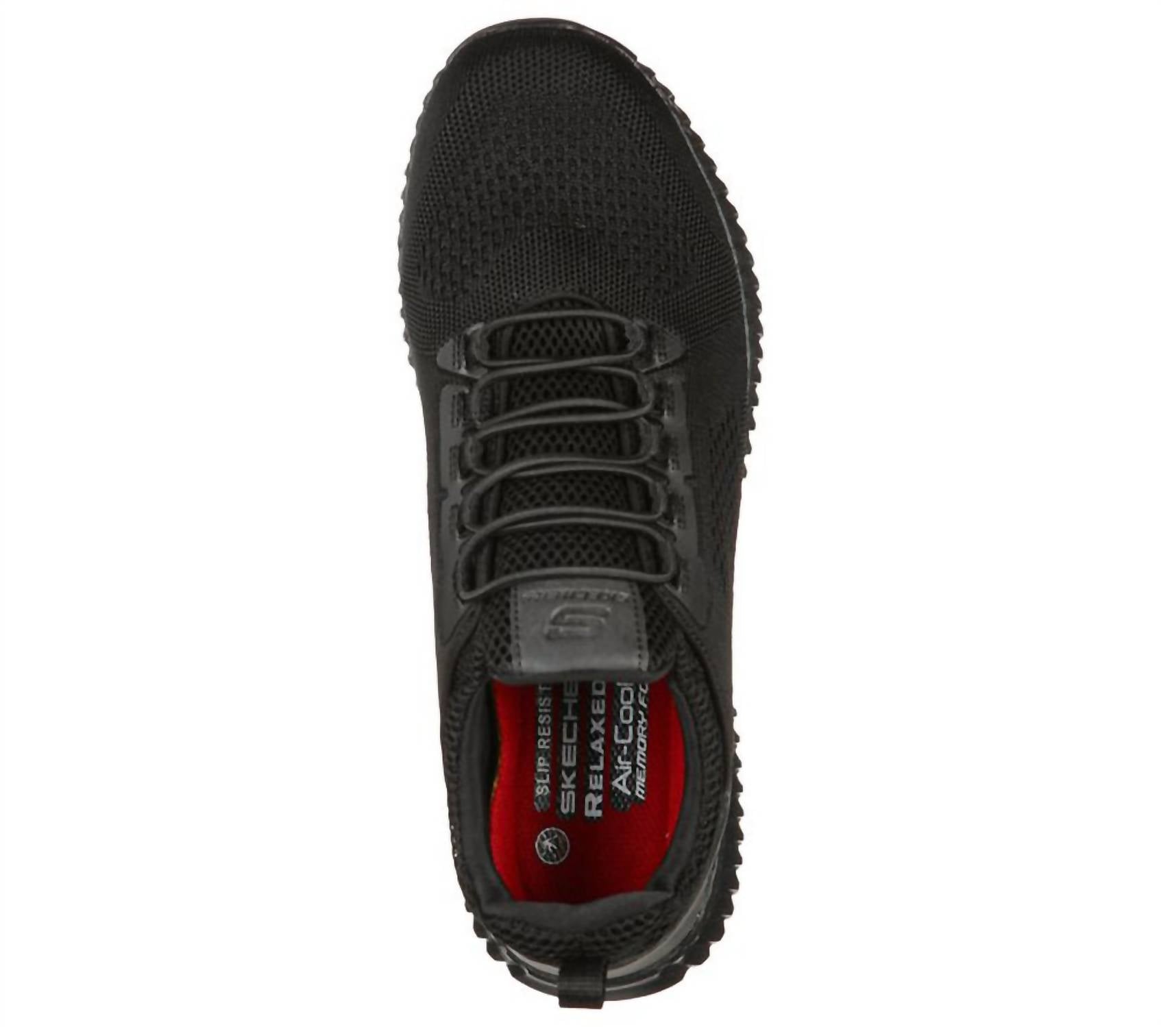 Skechers Men's Cessnock Sneakers in solid black - men's sneaker - detail view