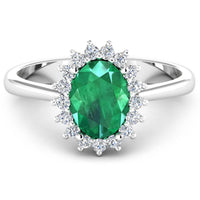 Diana M Jewels Women's Oval Natural Zambian Emerald Fashion Ring (1.87 Ct) - Classic in 14k white gold - women's jewelry