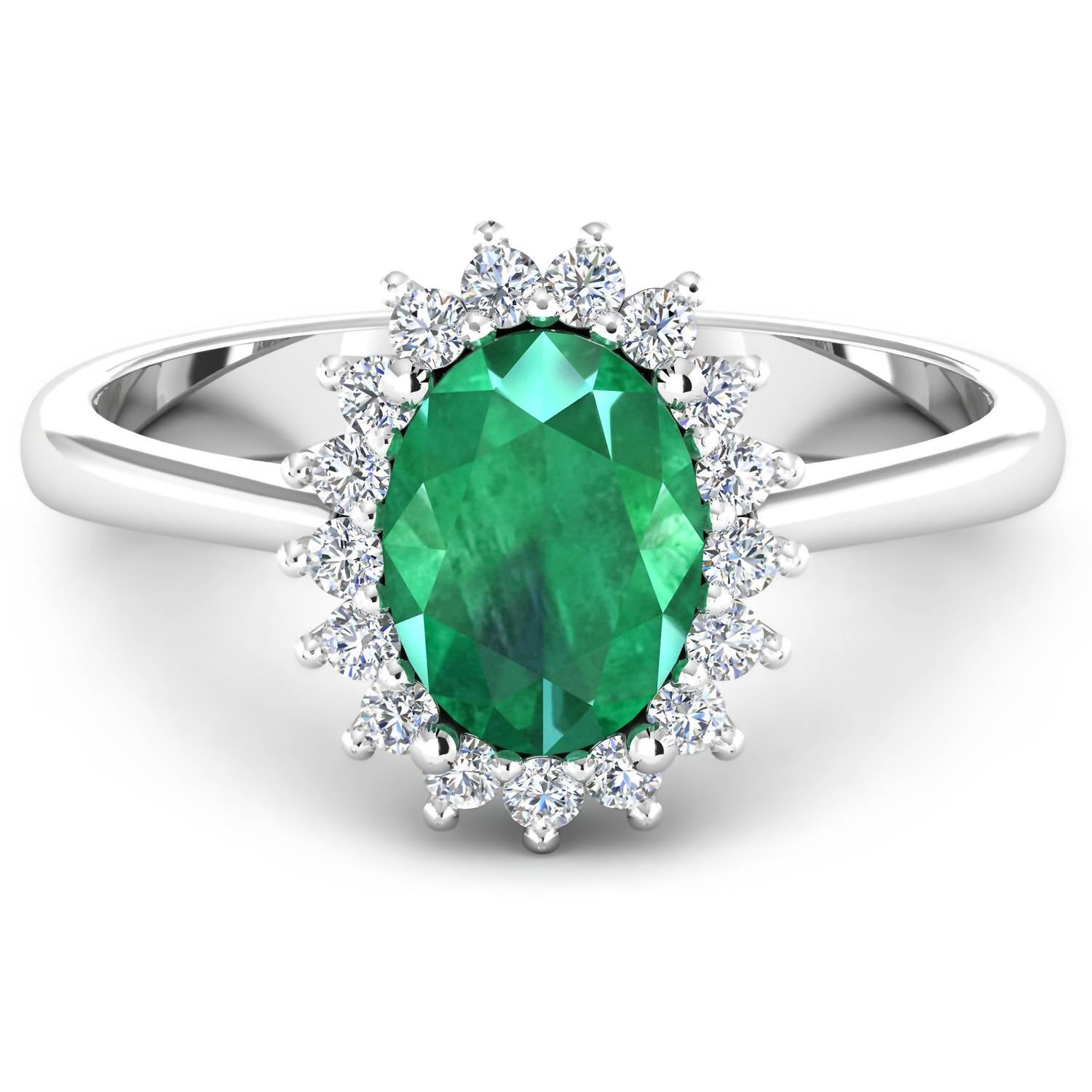 Diana M Jewels Women's Oval Natural Zambian Emerald Fashion Ring (1.87 Ct) - Classic in 14k white gold - women's jewelry