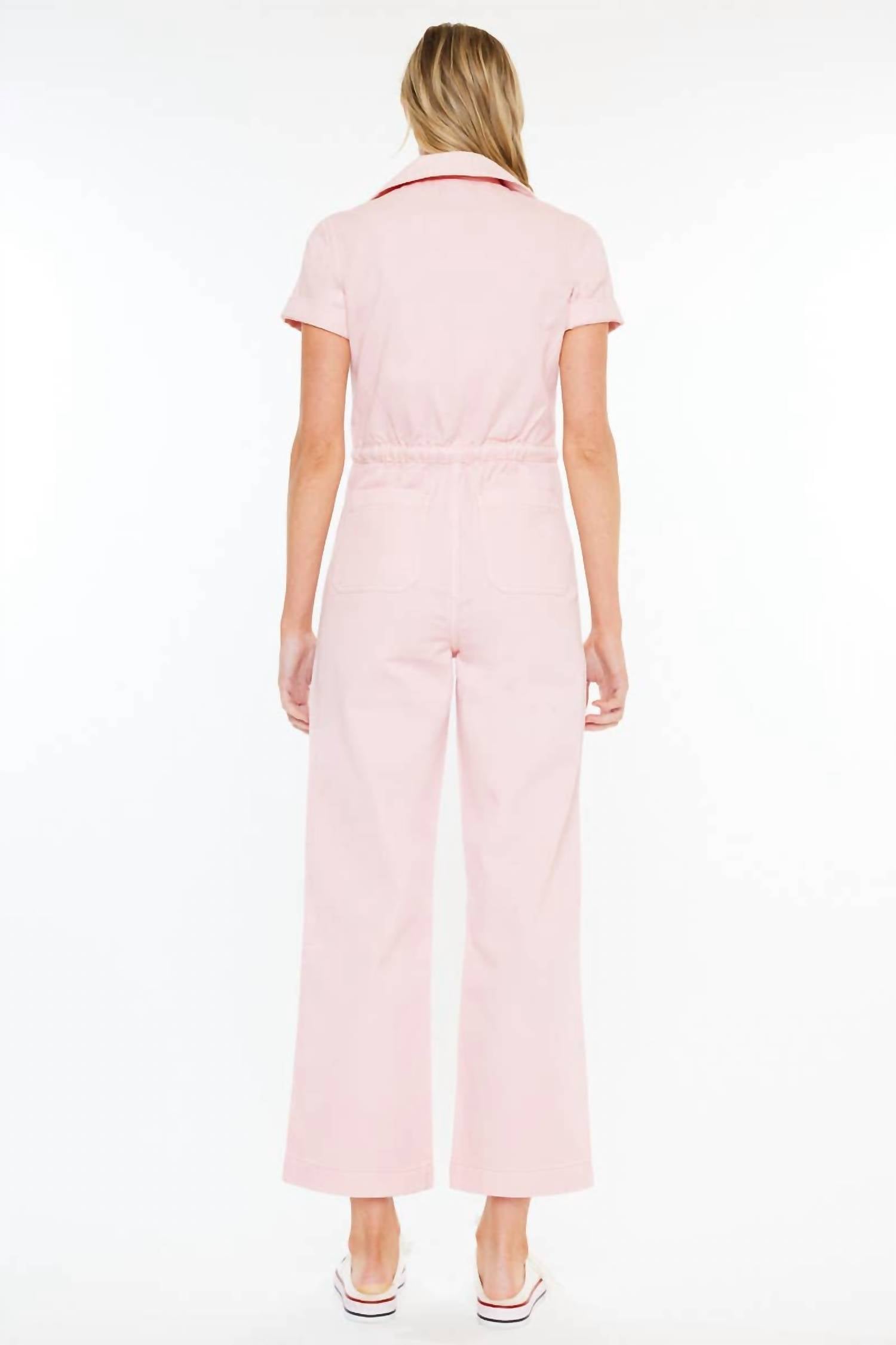 KanCan Wide Leg Jumpsuit in blushing pink - women's pants - detail view