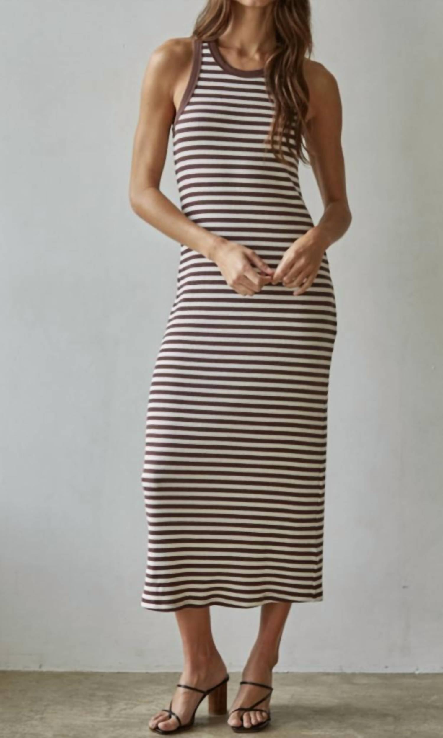 By Together - Striped Ribbed Maxi Dress