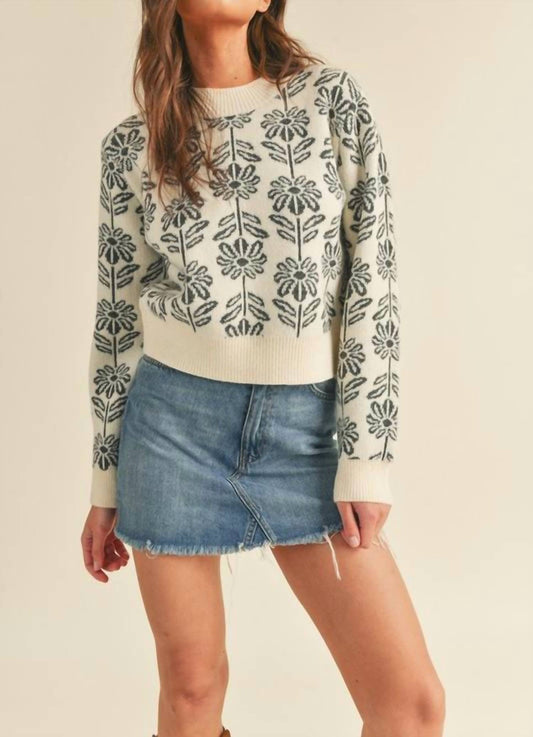 &Merci - Floral Knit Pullover Sweater