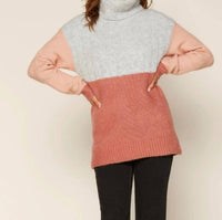 Skies Are Blue - Colorblock Turtleneck Sweater
