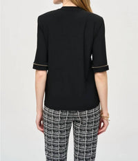 Joseph Ribkoff - Ball Link Chain Trim Short Sleeve Top