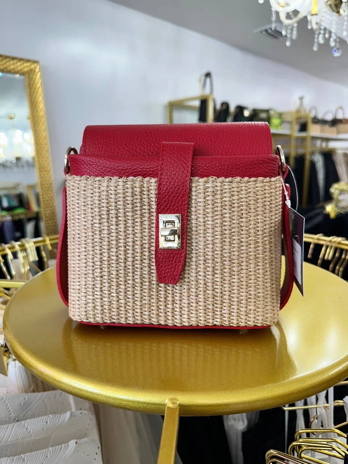 Belle D'Amour - Women's The Mini Raffia Leather Handbag