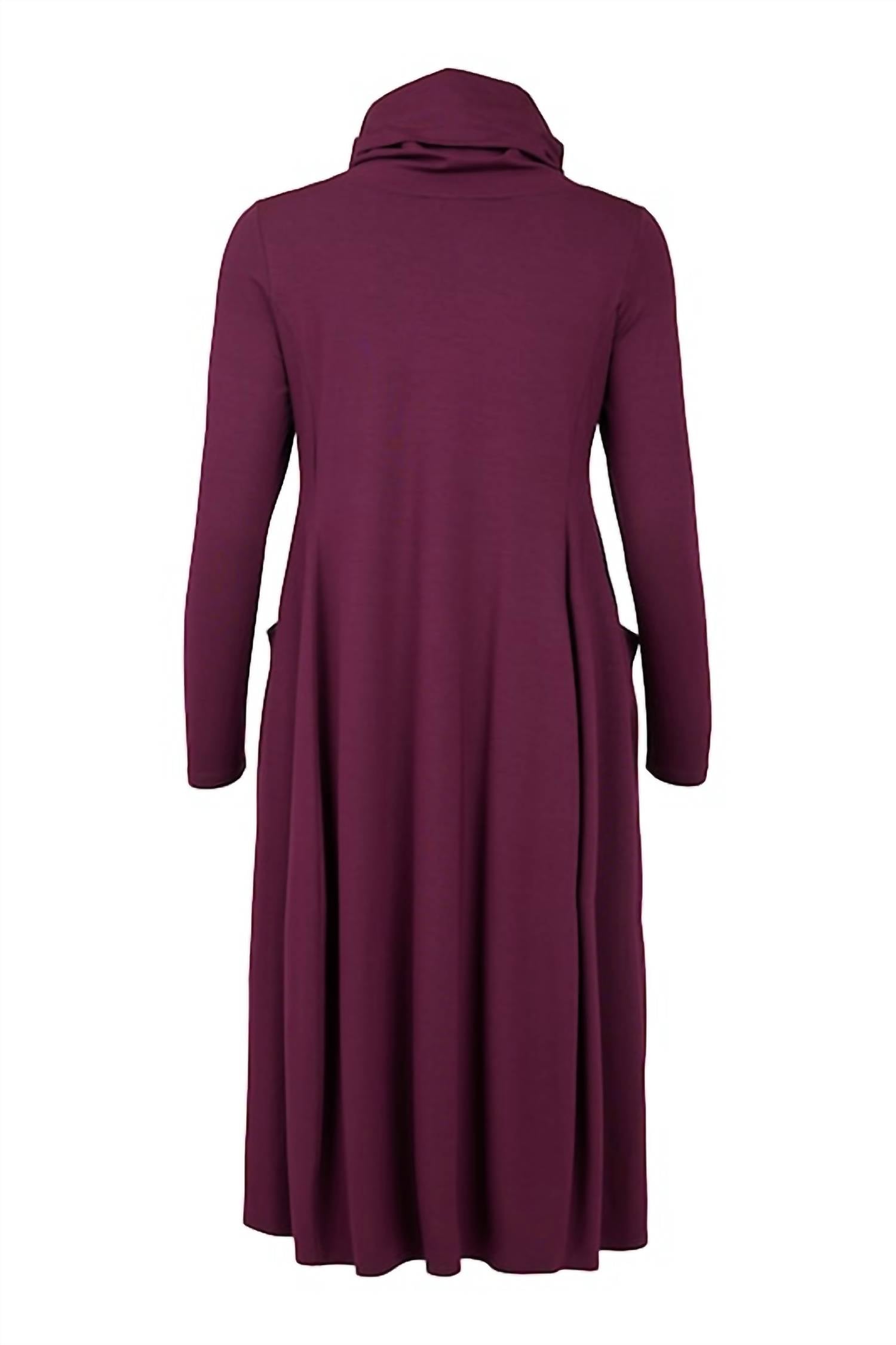 Noen - Long-sleeve Cowl Neck Soft Knit Dress