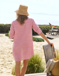 Frank & Eileen Women's Mary Classic Shirtdress in red white stripe - women's dress - alternate view