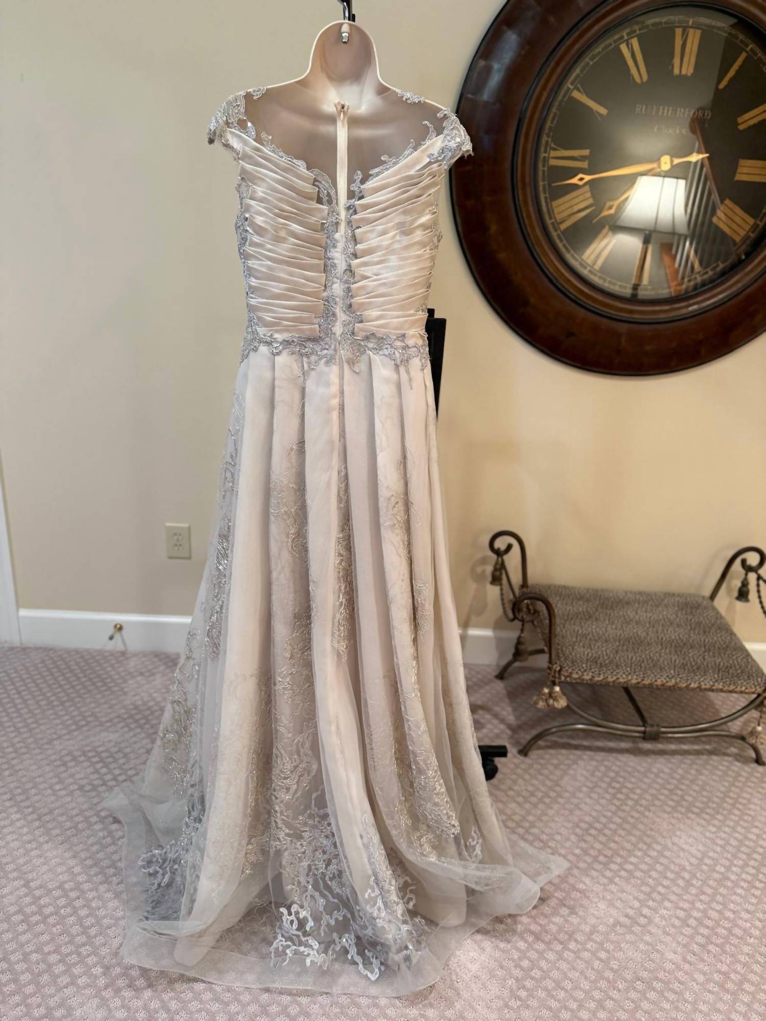 Gaby Charbachy - Lace Applique Fit And Flare Gown