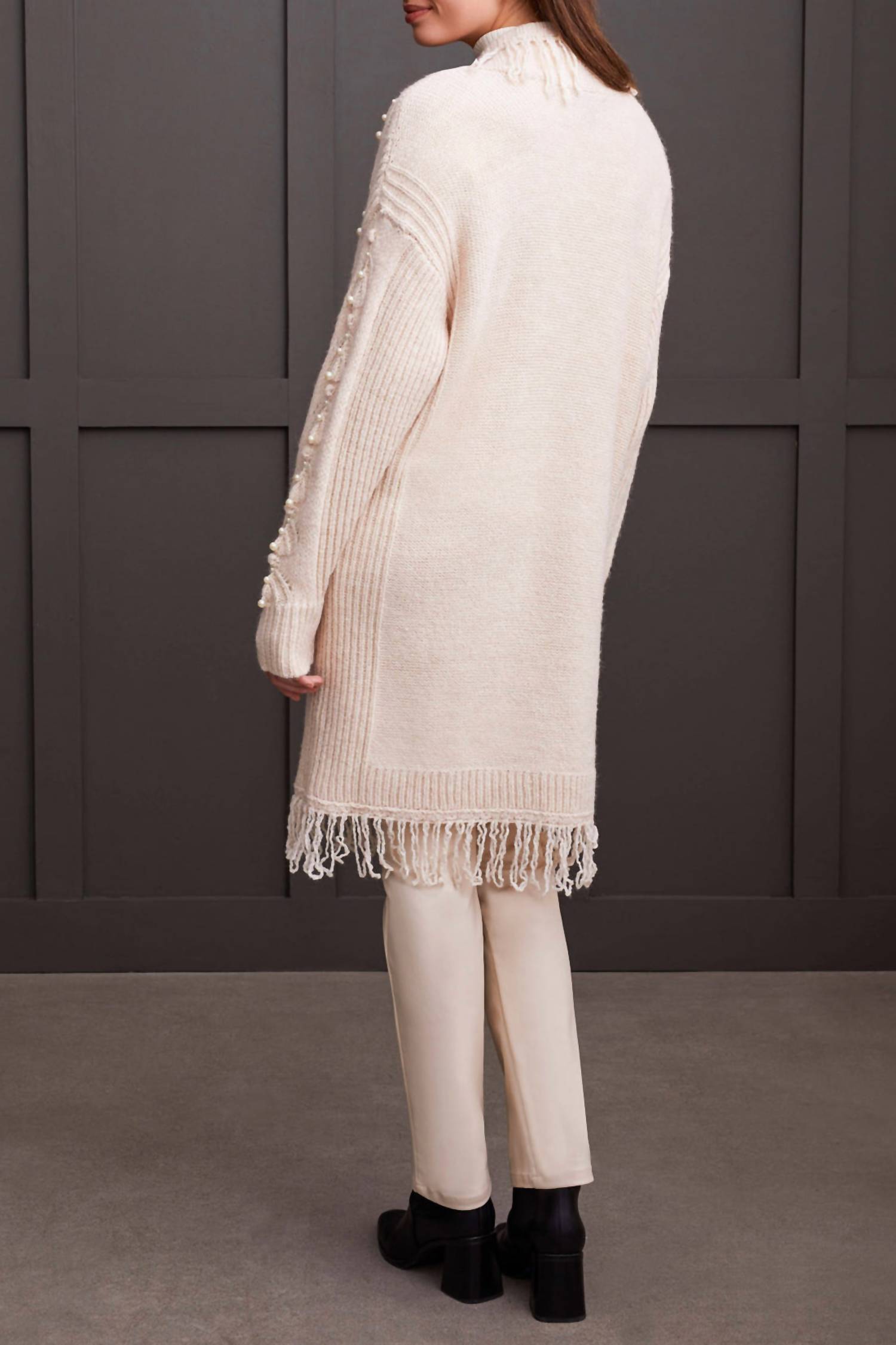 Tribal - Effie Sweater Cardigan With Fringe And Pearls