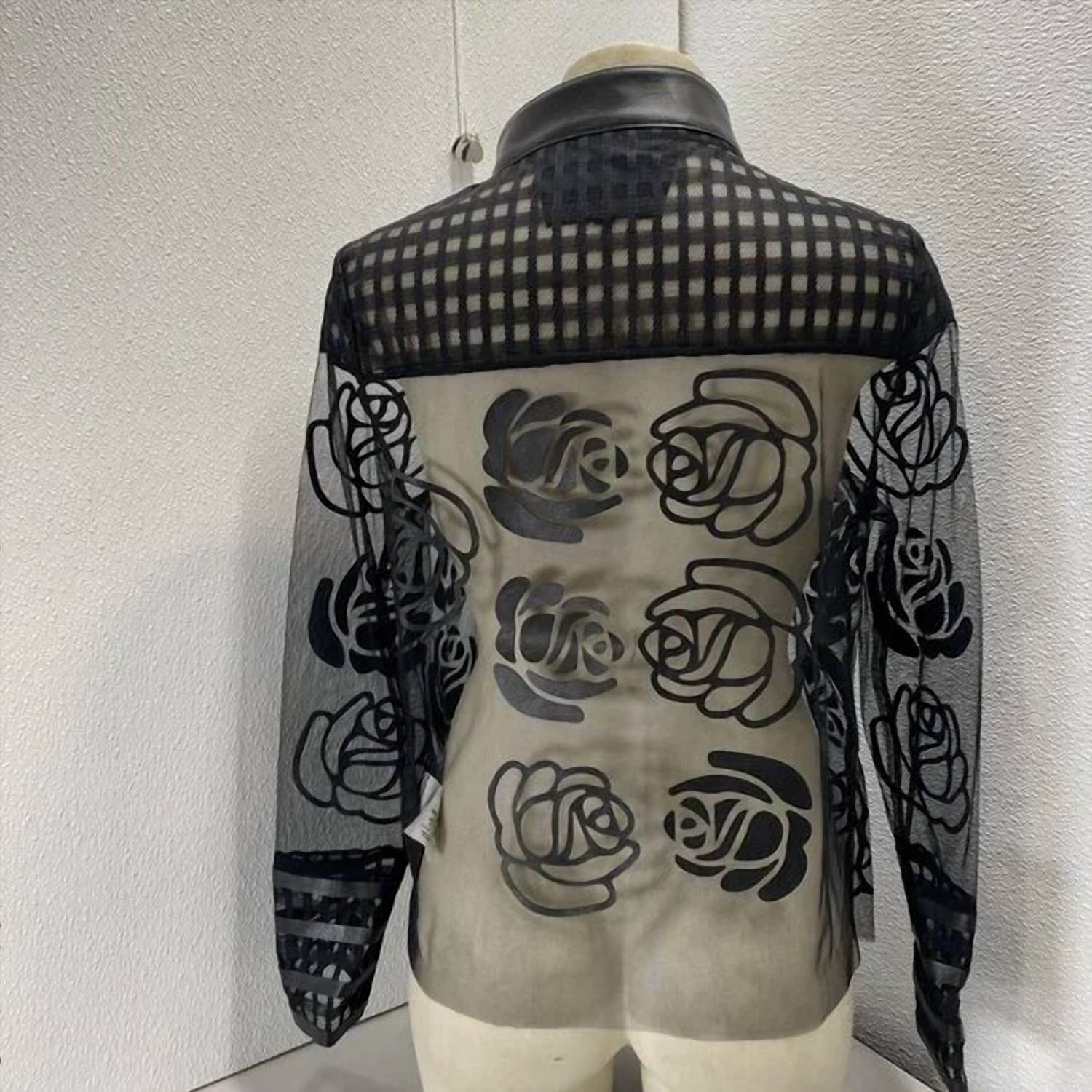 Frank Lyman - Women's Sheer Floral Mesh Jacket With Faux Leather Trim