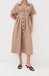 Kika Vargas Letitia Midi Dress in camel - women's dress