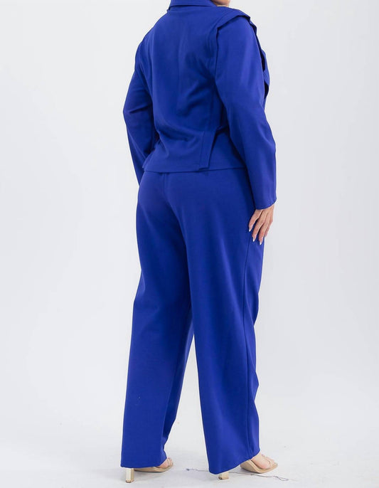 Karen T Design - Asymmetrical Button Blazer And Pants Set