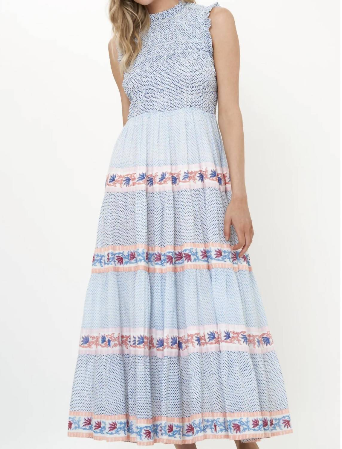 Oliphant - Sleeveless Smocked Maxi Dress