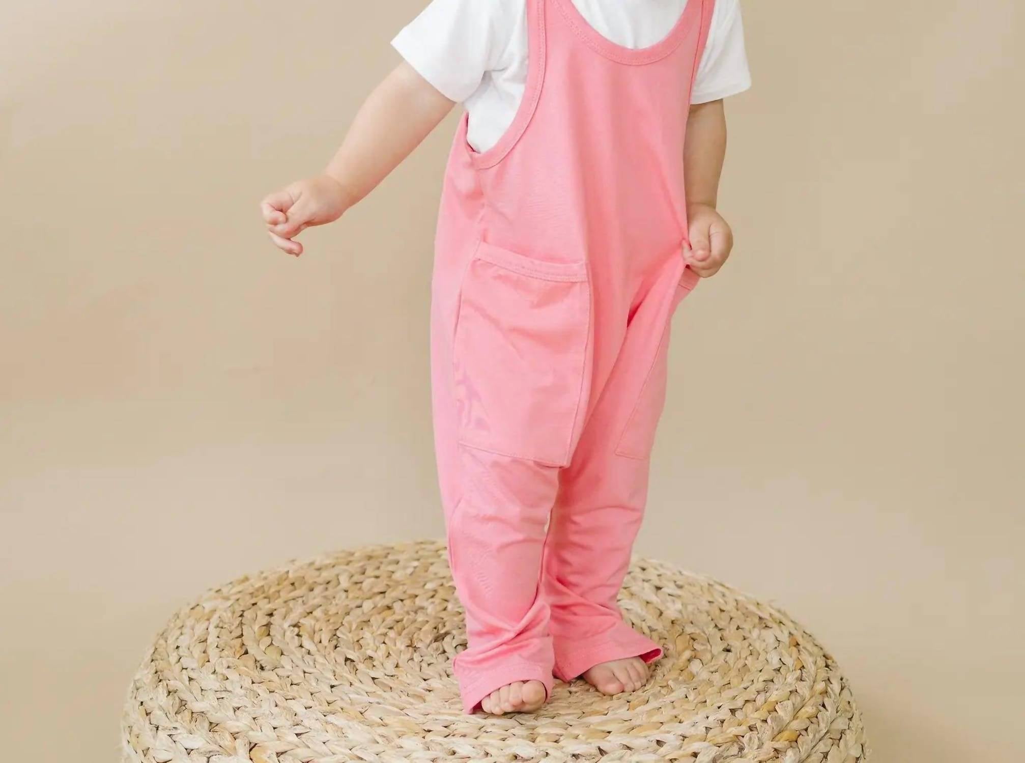 Little Joy Co. Bamboo Tank Romper in pink - kids' item