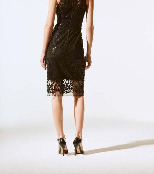 Joseph Ribkoff - Sequined Lace Halter Evening Dress