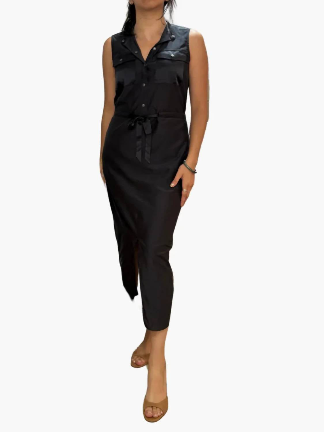 Go by Go Silk Utility Shirt Dress in washed black - women's dress