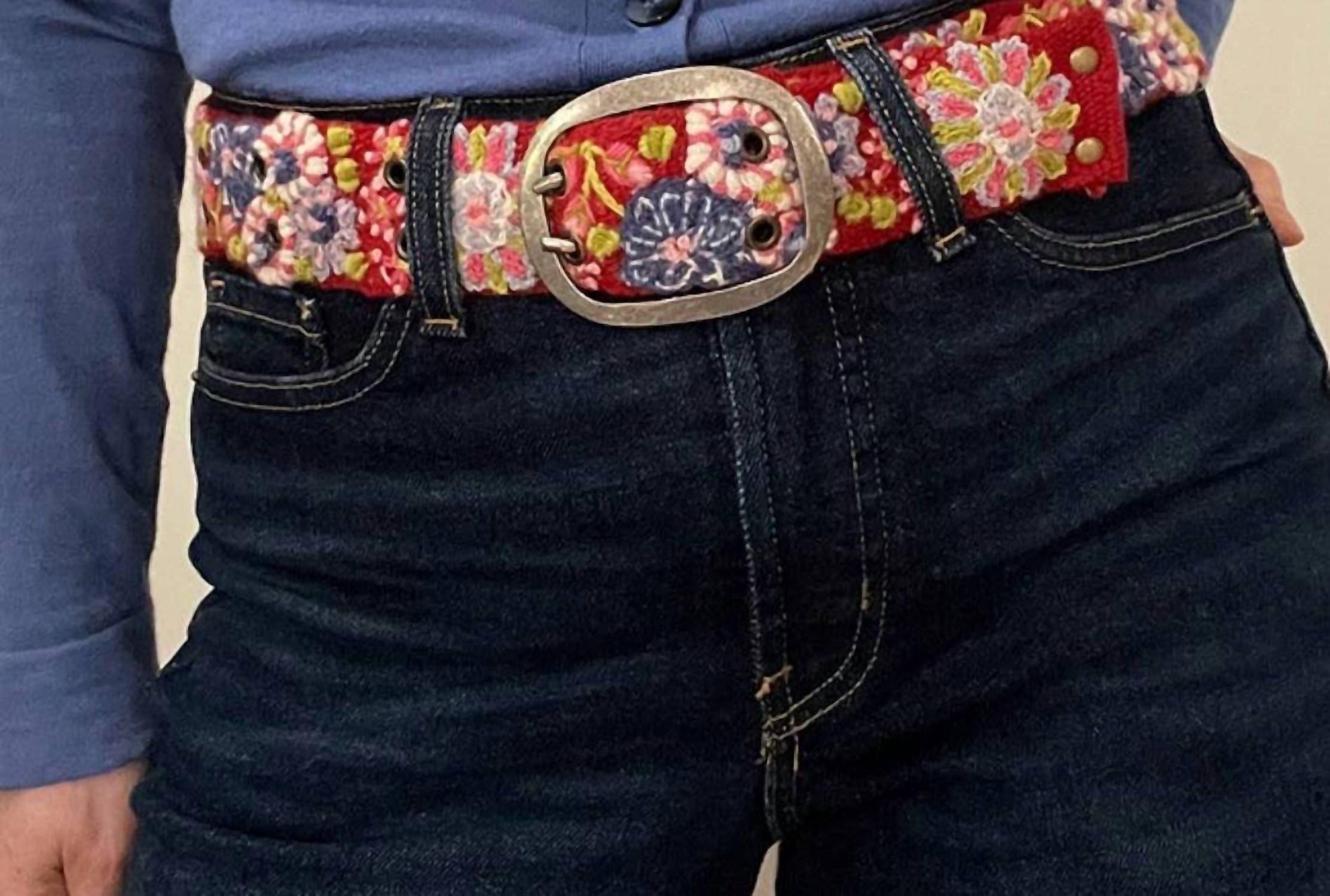 Jenny Krauss - Women's Teaberry Embroidered Wool Belt