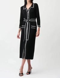 Joseph Ribkoff - Contrast Trim Belted Midi Shirt Dress