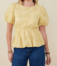 Hayden La - Lydia Crochet Eyelet Bubble Peplum Top