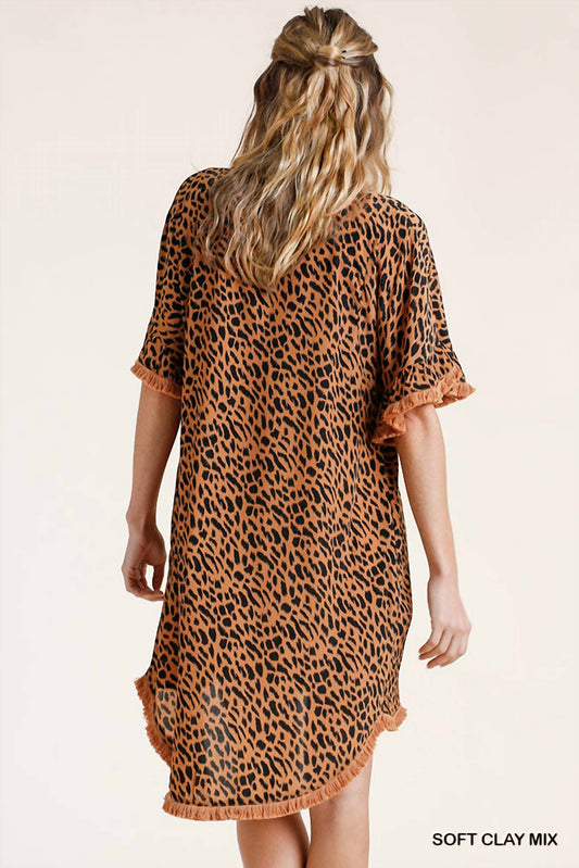Umgee - Animal Frayed Mini Dress