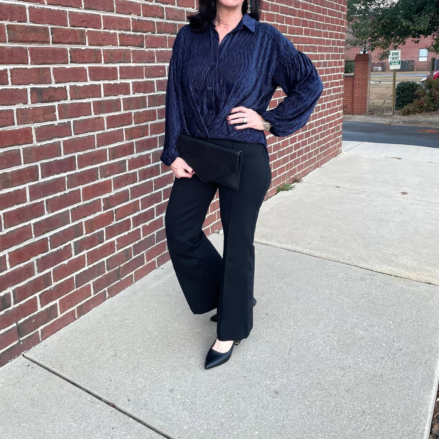 Skies Are Blue - Milena Textured Button Down Blouse