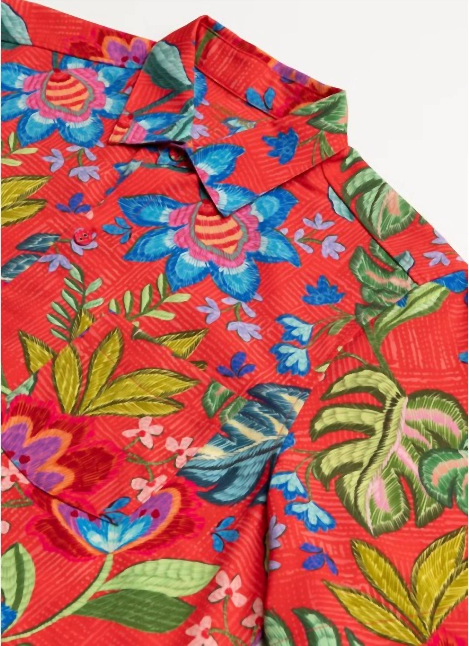 Johnny Was Men's Coverup Shirt in rumba - men's shirt - detail view