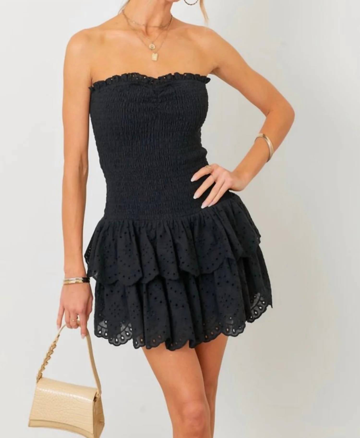 Baby Pink - Eyelet Ruffle Mini Dress