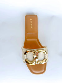 Bamboo Women's Chain Slide Sandals in ivory gold - women's sandal - alternate view