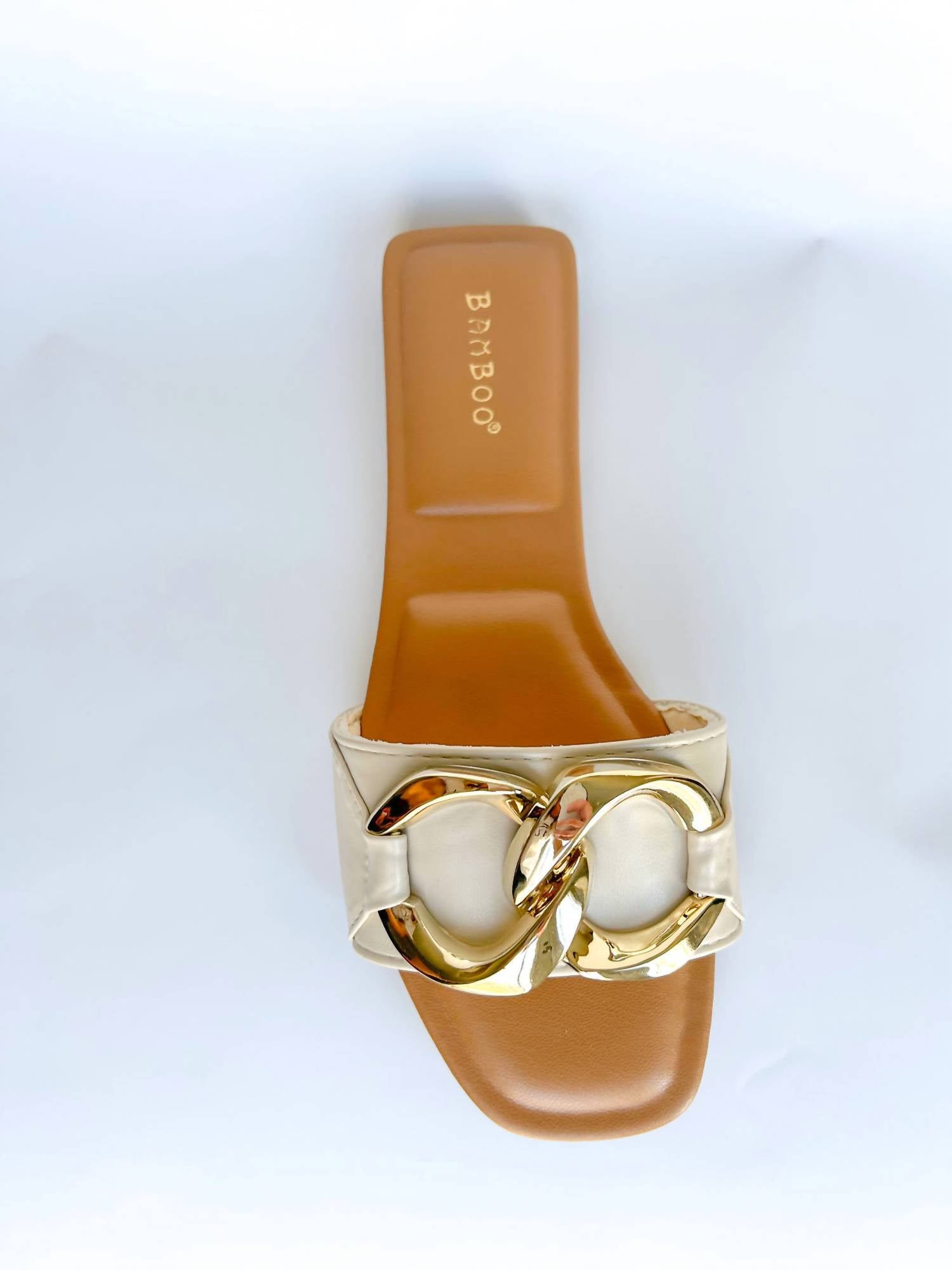 Bamboo Women's Chain Slide Sandals in ivory gold - women's sandal - alternate view